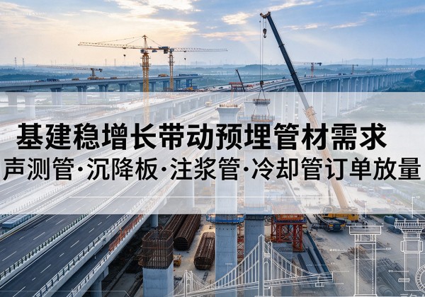 襄阳基建稳增长带动预埋监测管材需求，声测管、沉降板、注浆管订单持续放量